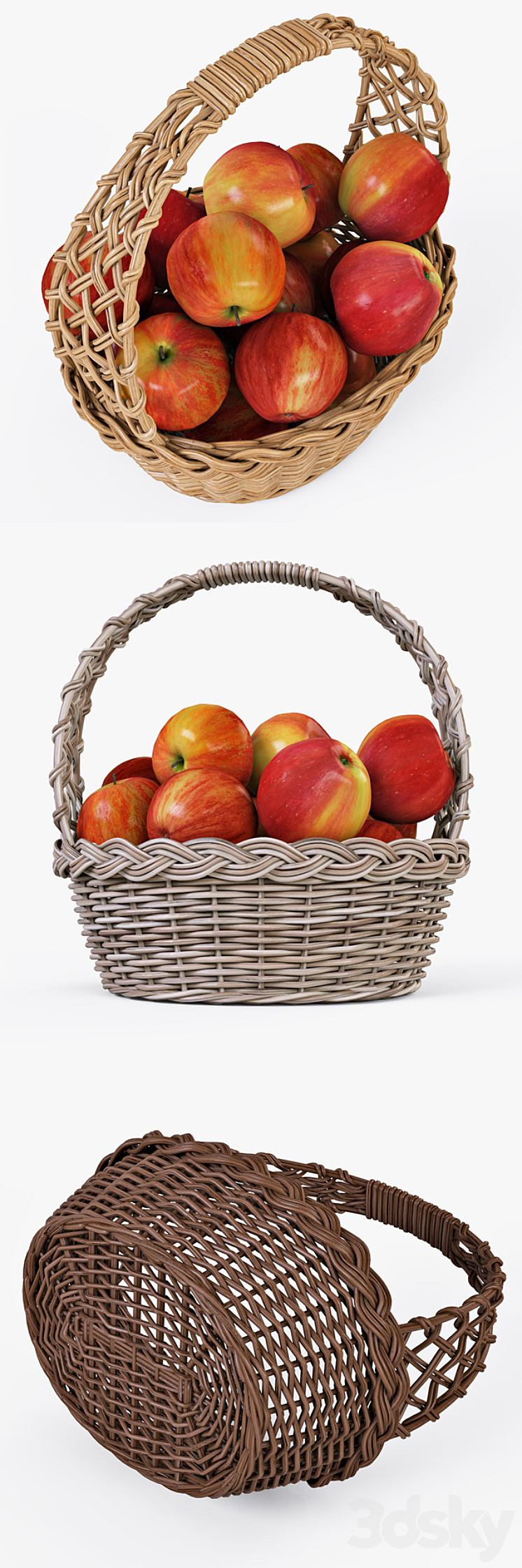 Wicker basket with apples 04 3DS Max - thumbnail 2