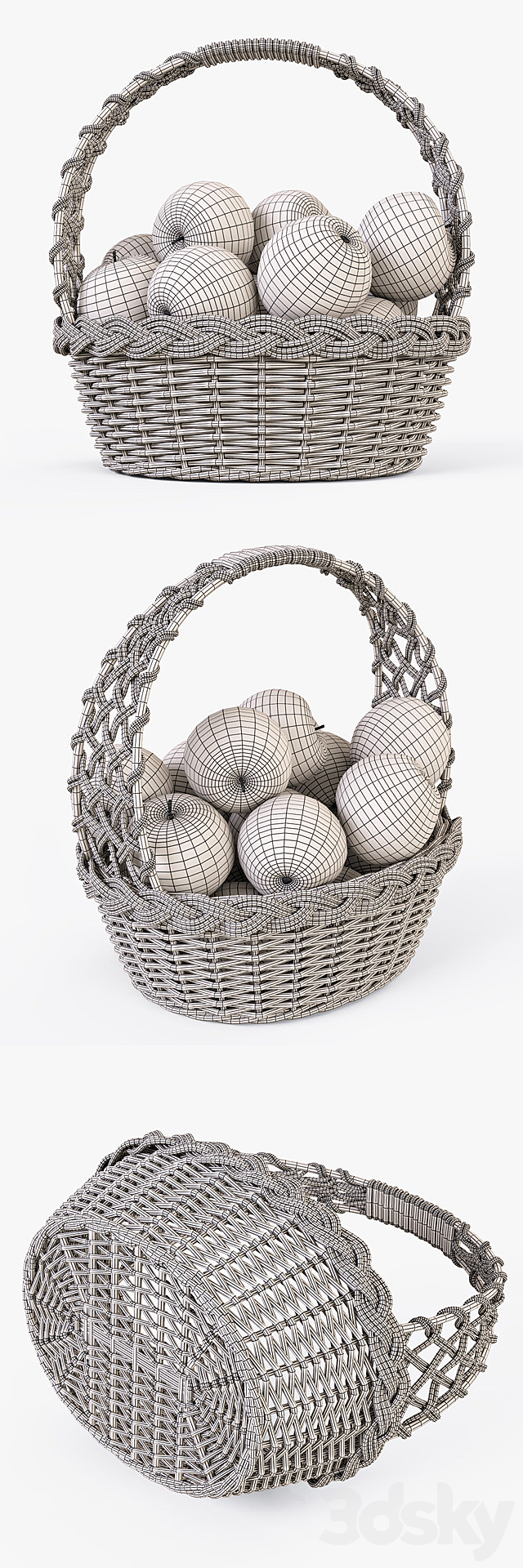 Wicker basket with apples 04 3DSMax File - thumbnail 3