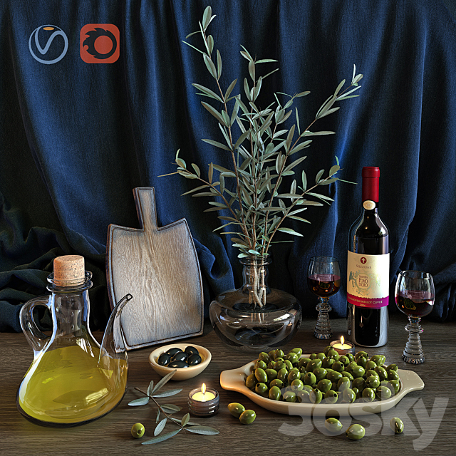 Wine & Olive Set 3DSMax File - thumbnail 1