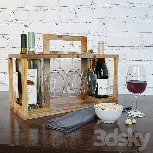 wine set 3DSMax File - thumbnail 1