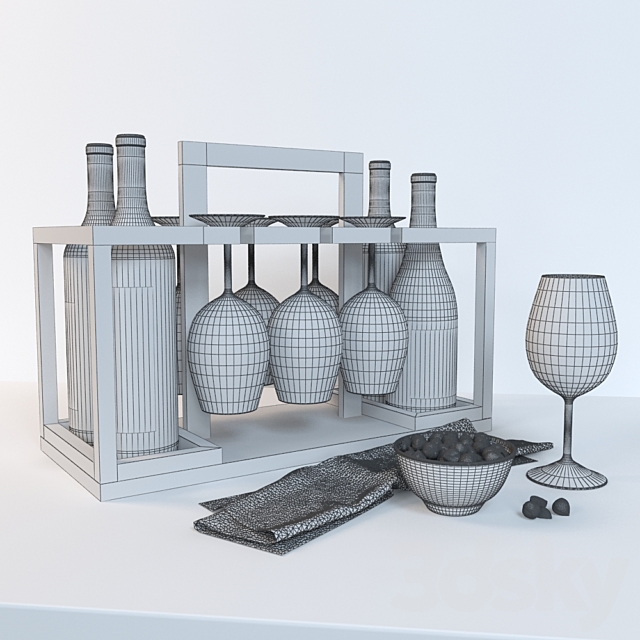 wine set 3DSMax File - thumbnail 2