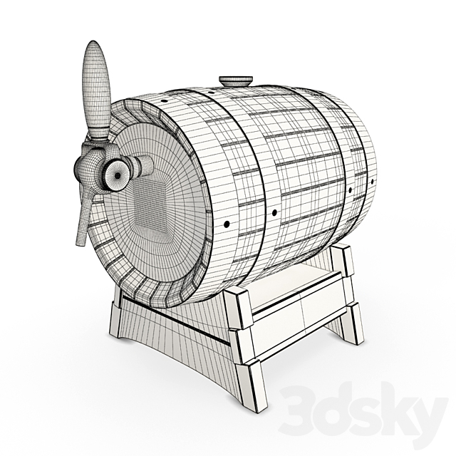 Wooden beer barrel 3DS Max Model - thumbnail 2