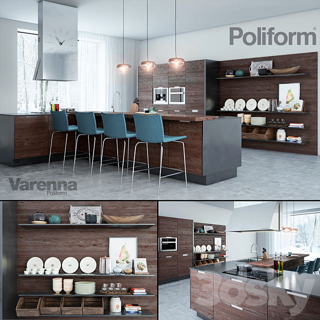 Poliform Varenna kitchen 3DS Max Model - thumbnail 1