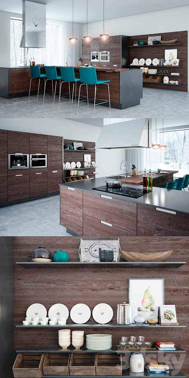 Poliform Varenna kitchen 3DS Max Model - thumbnail 2