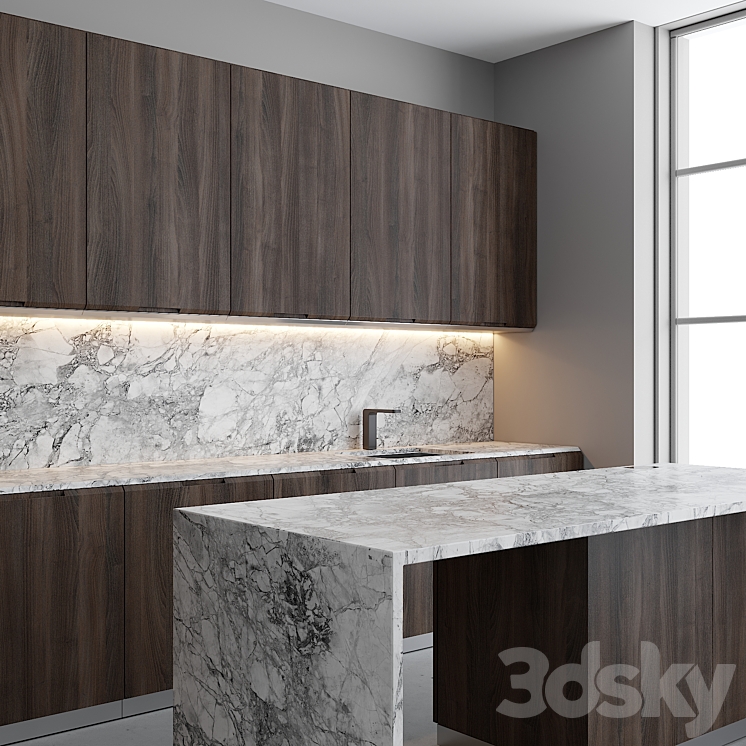 Porto gray kitchen 3DS Max - thumbnail 2