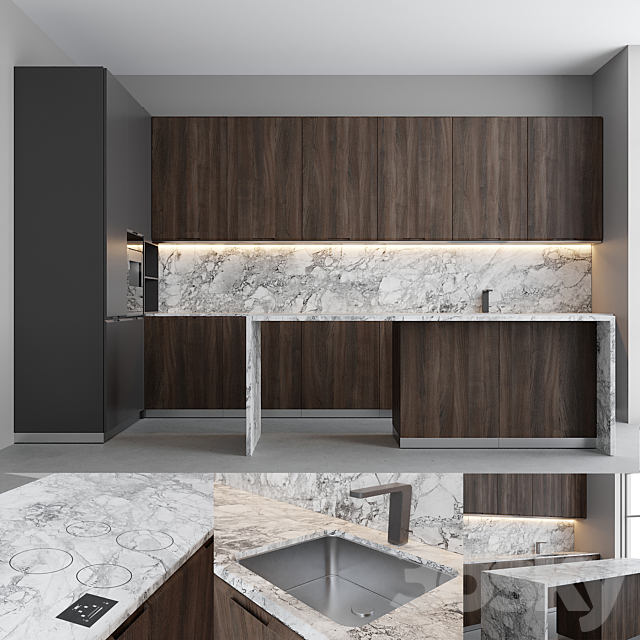 Porto gray kitchen 3DSMax File - thumbnail 1