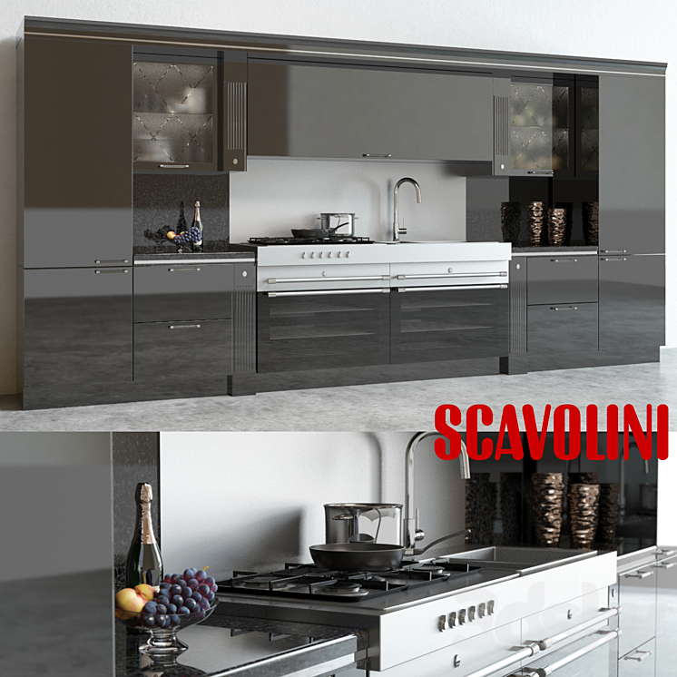 Scavolini Baccarat Kitchen Black 3DS Max - thumbnail 1