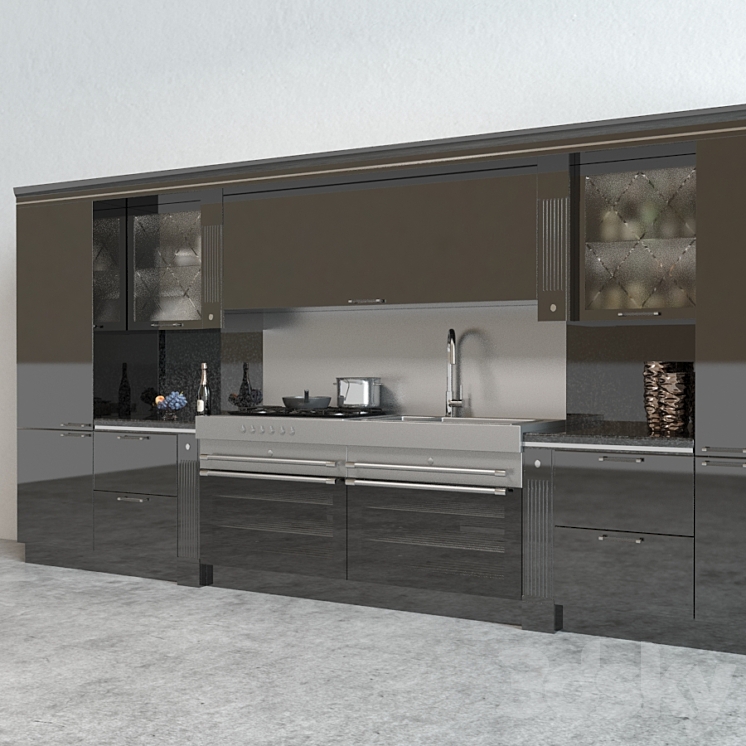 Scavolini Baccarat Kitchen Black 3DS Max - thumbnail 2