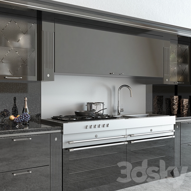 Scavolini Baccarat Kitchen Black 3DSMax File - thumbnail 3