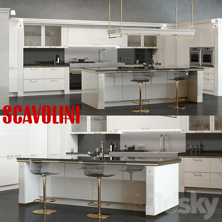 Scavolini Baccarat Kitchen White 3DS Max - thumbnail 1