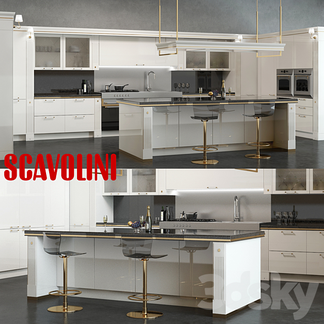 Scavolini Baccarat Kitchen White 3DSMax File - thumbnail 1