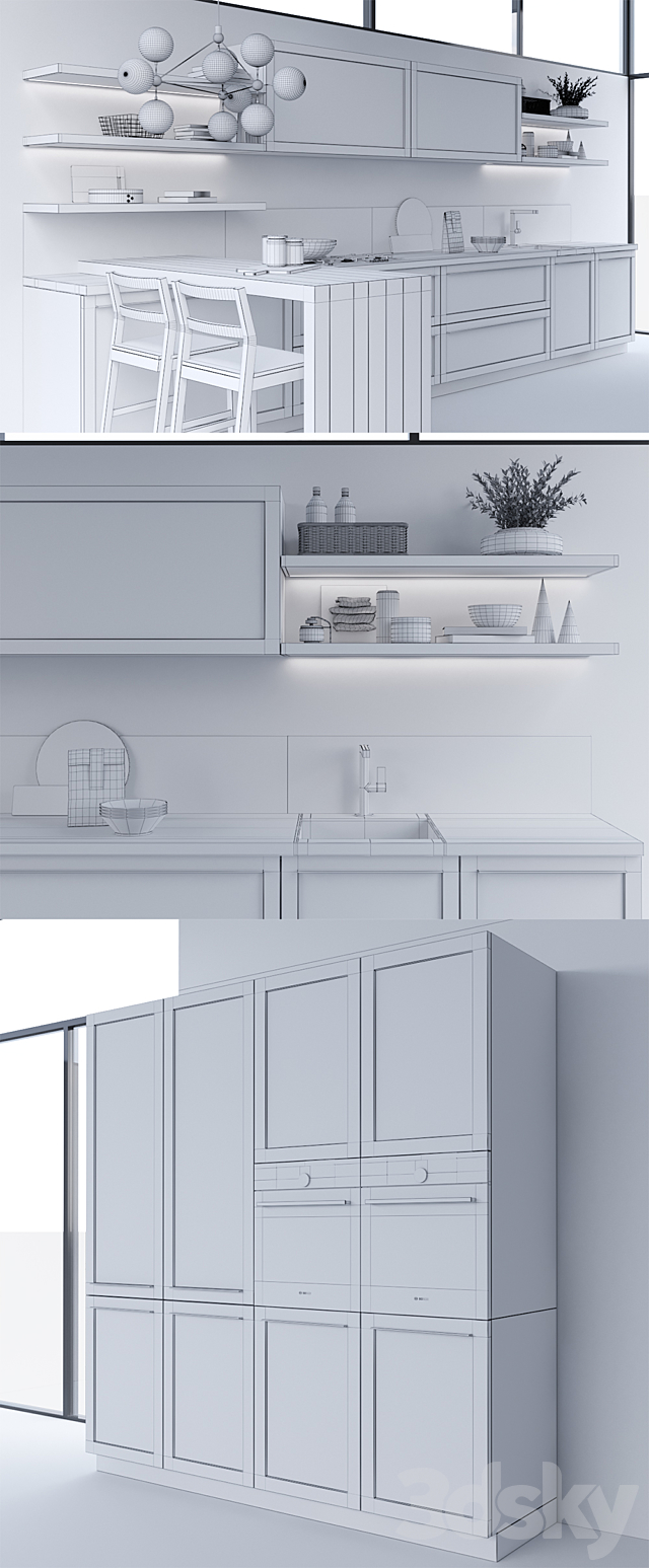 Scavolini Carattere Kitchen 3DS Max Model - thumbnail 3