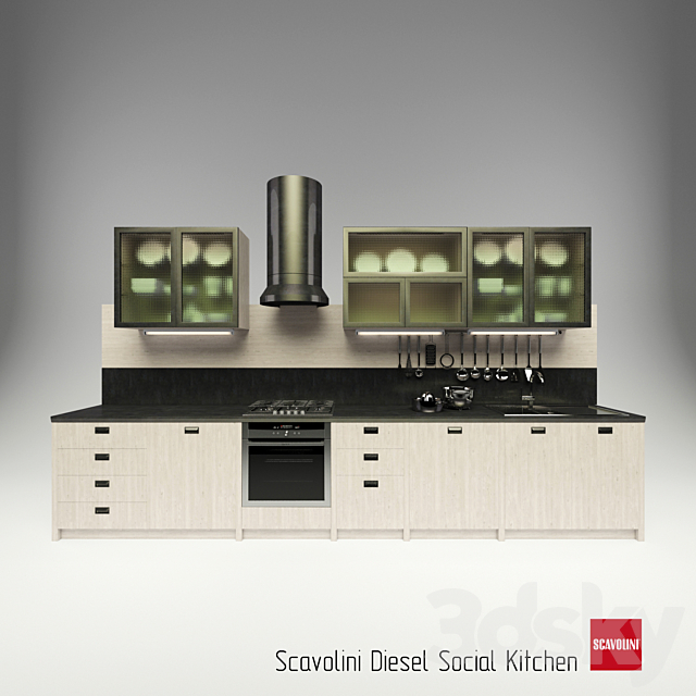 scavolini diesel social kitchen 3ds Max - thumbnail 1