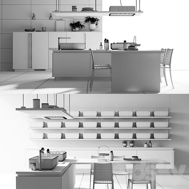 Scavolini Ki Kitchen 3DS Max Model - thumbnail 2