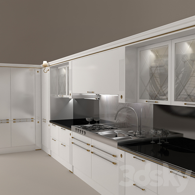 Scavolini_Baccarat Laccata Lucida Bianca 3DS Max Model - thumbnail 3