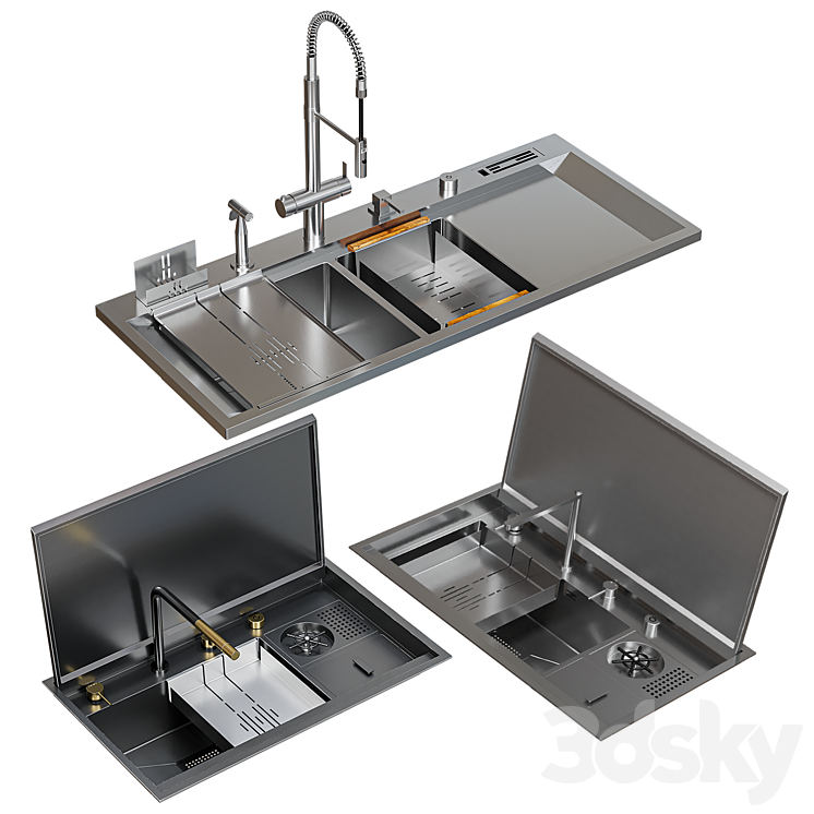 Asras sink set 3DS Max Model - thumbnail 1