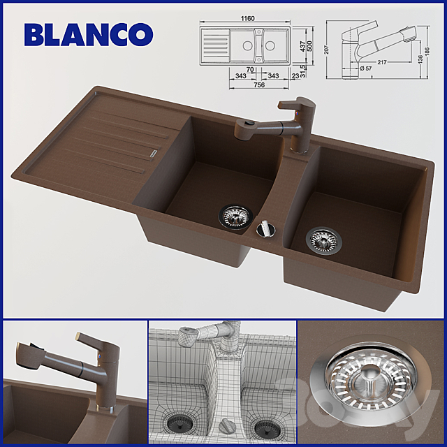 BLANCO LEXA 8S and mixer BLANCO ELIPSO-S II 3ds Max - thumbnail 1