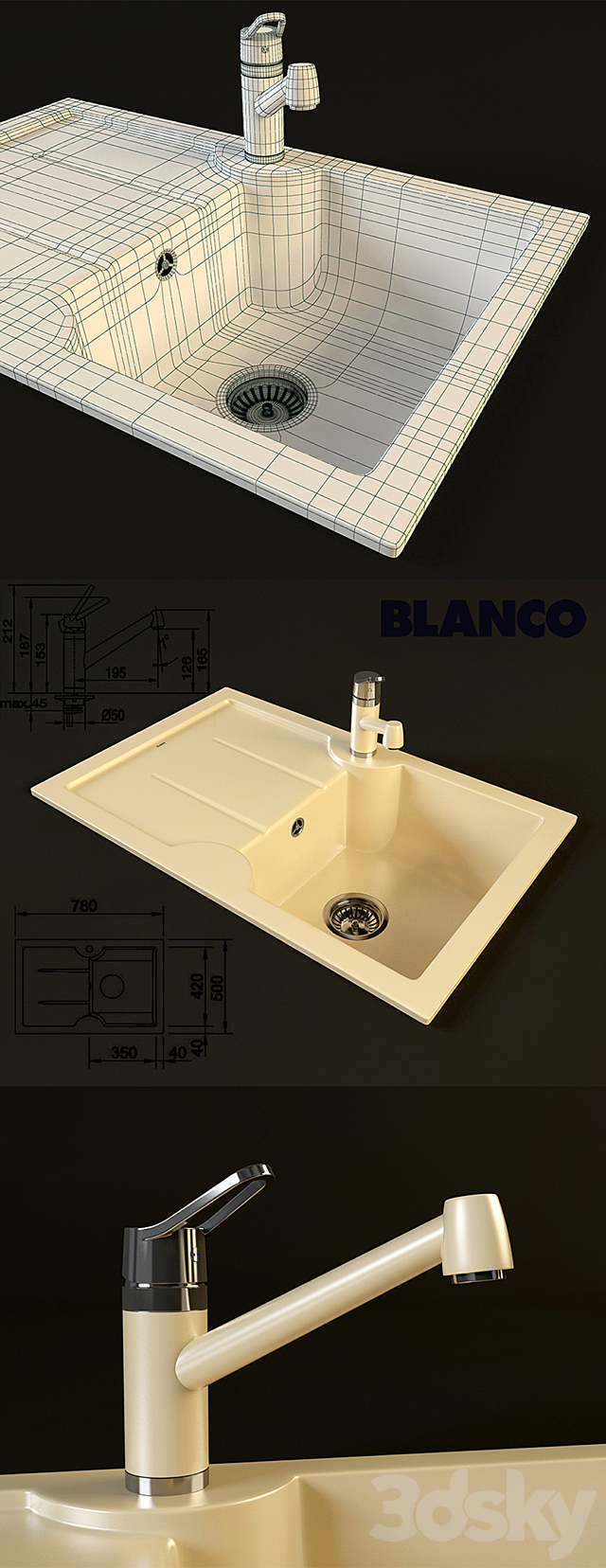 Blanco sink and faucet Blanco 45s Idessa Actis 3DSMax File - thumbnail 1