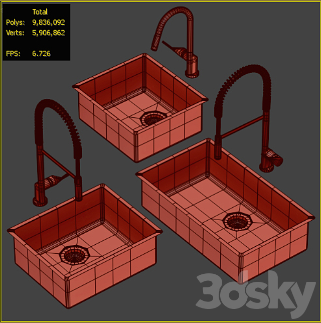 Collection of kitchen sinks 01 3DS Max Model - thumbnail 2