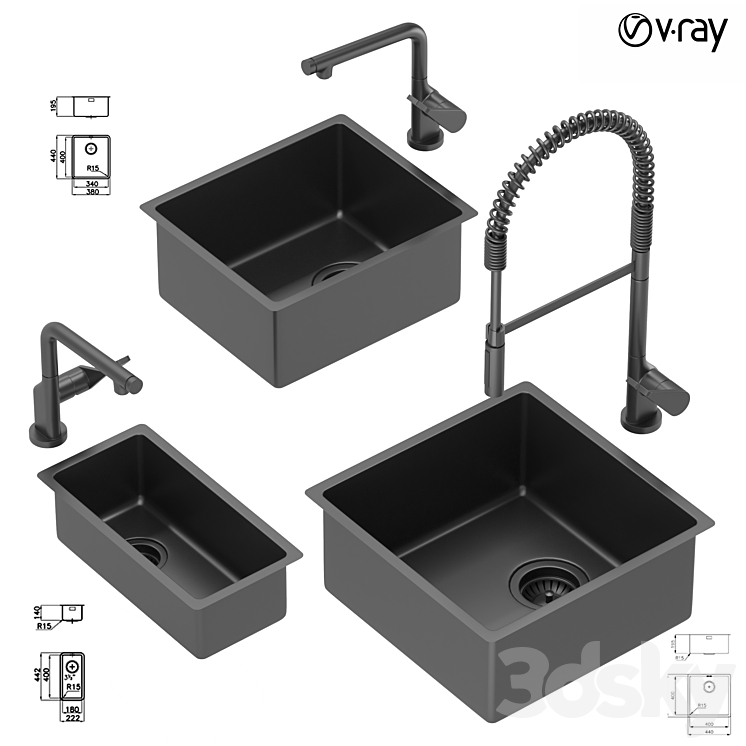 Collection_of_kitchen_sinks_02 3DS Max - thumbnail 1