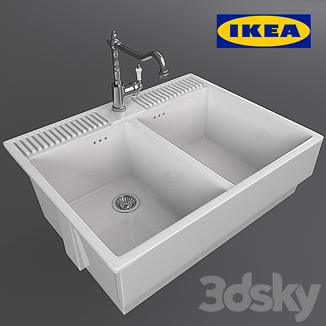 Dumshё double overhead sink 3DS Max Model - thumbnail 2