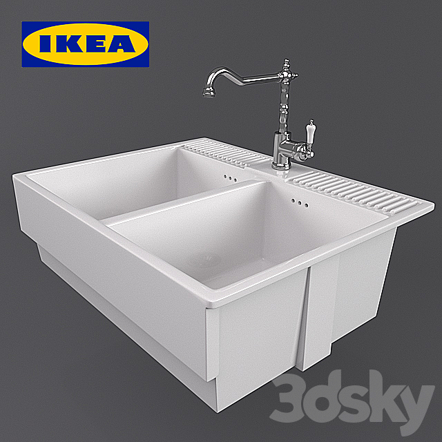 Dumshё double overhead sink 3DS Max Model - thumbnail 3