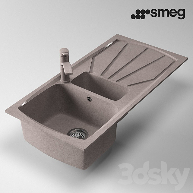 Flush composite sink Smeg LSE1015AV 3DS Max Model - thumbnail 1