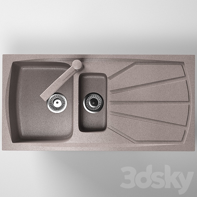 Flush composite sink Smeg LSE1015AV 3DS Max Model - thumbnail 2