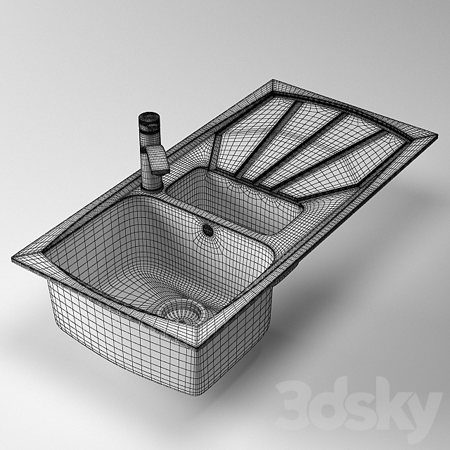 Flush composite sink Smeg LSE1015AV 3DS Max Model - thumbnail 3