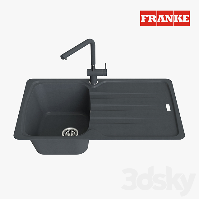 Franke Aneta Sink AZG 611 Fragranite Onyx 3ds Max - thumbnail 1