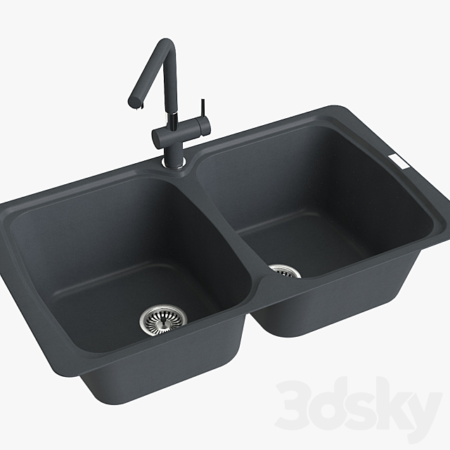 Franke Aneta Sink AZG 620 Fragranite Onyx 3ds Max - thumbnail 2