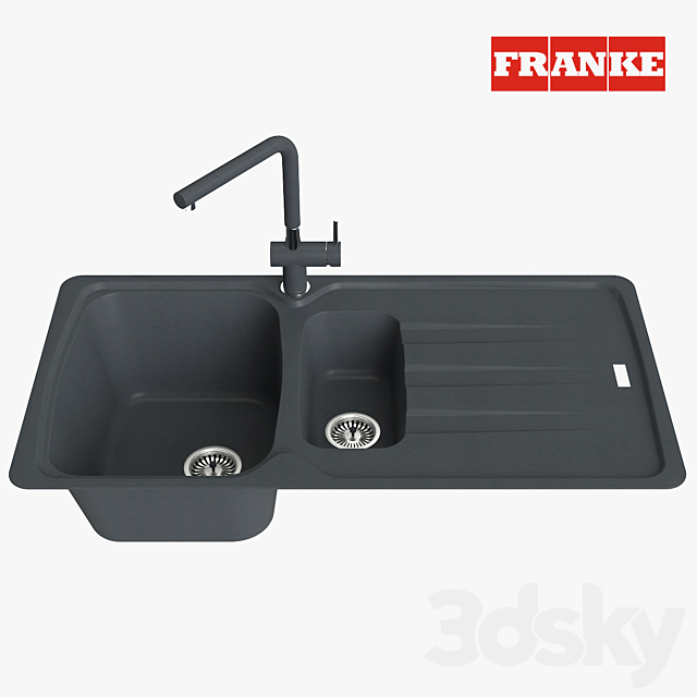 Franke Aneta Sink AZG 651 Fragranite Onix 3ds Max - thumbnail 1