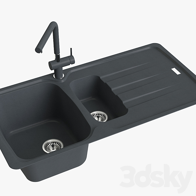 Franke Aneta Sink AZG 651 Fragranite Onix 3ds Max - thumbnail 2