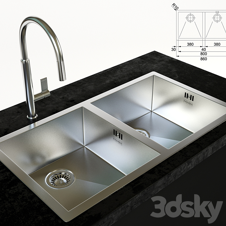 franke sink and faucet 3DS Max - thumbnail 1