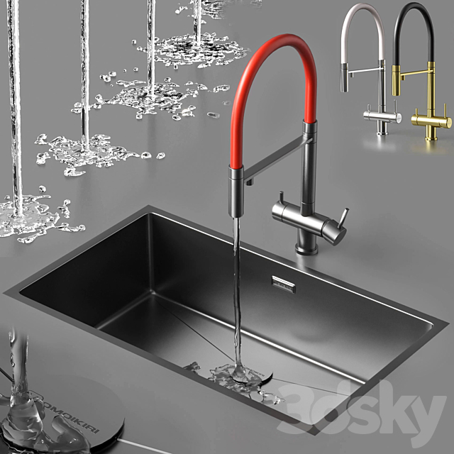 KANTO LG-BL mixer and TAKI 74-U_IF IN sink from Omoikiri 3ds Max - thumbnail 1