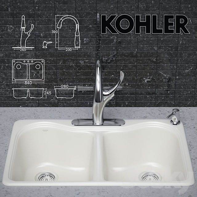 Kitchen faucet and sink KOHLER 3DSMax File - thumbnail 1