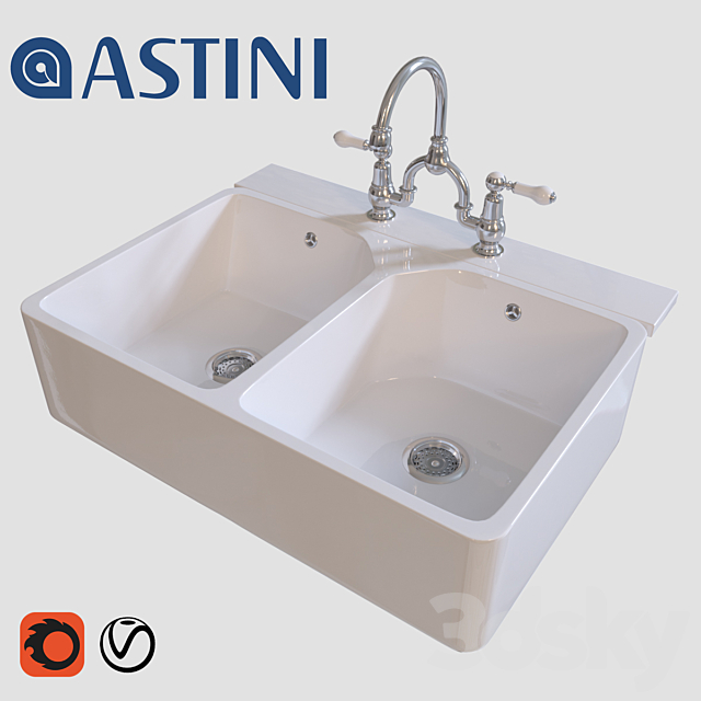 Kitchen Sink Astini Belfast 2 Bowl 3ds Max - thumbnail 1