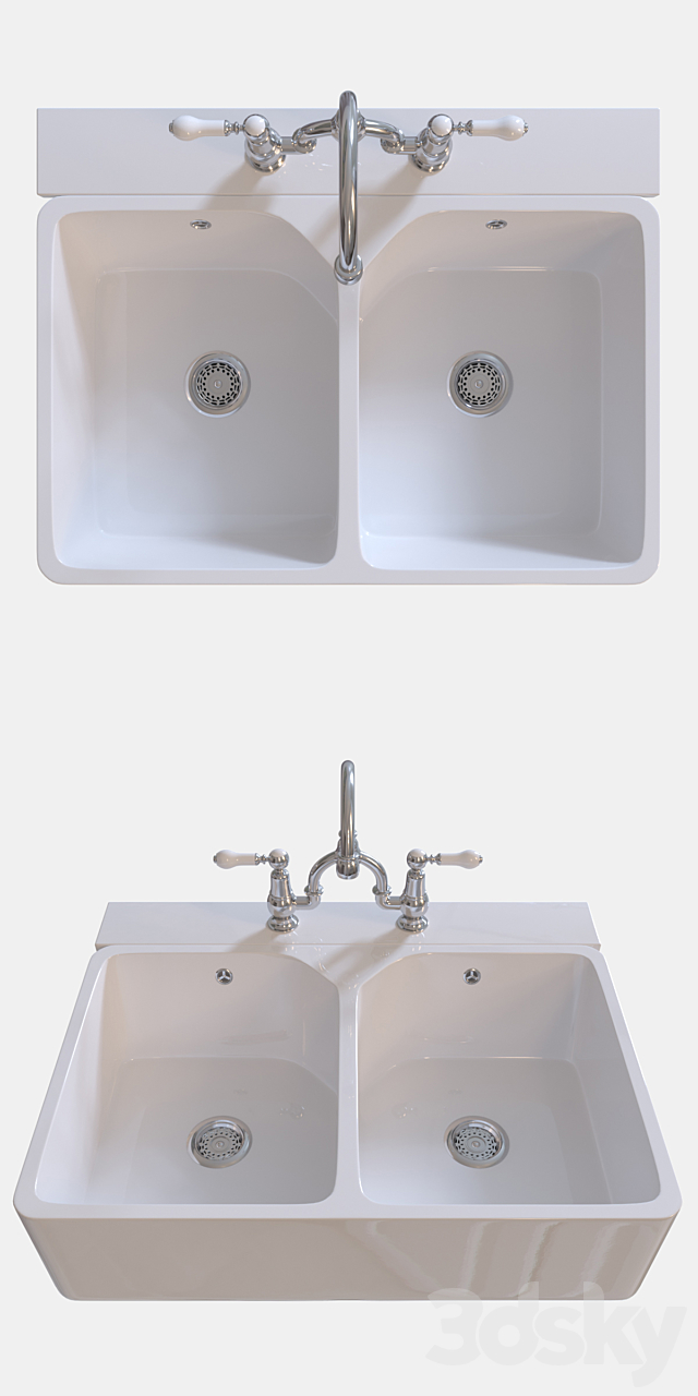 Kitchen Sink Astini Belfast 2 Bowl 3ds Max - thumbnail 2