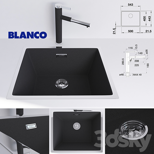 kitchen sink Blanco Subline 500-IF 3ds Max - thumbnail 1