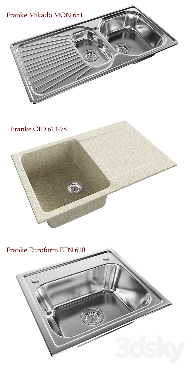 Kitchen sink Franke 3ds Max - thumbnail 2