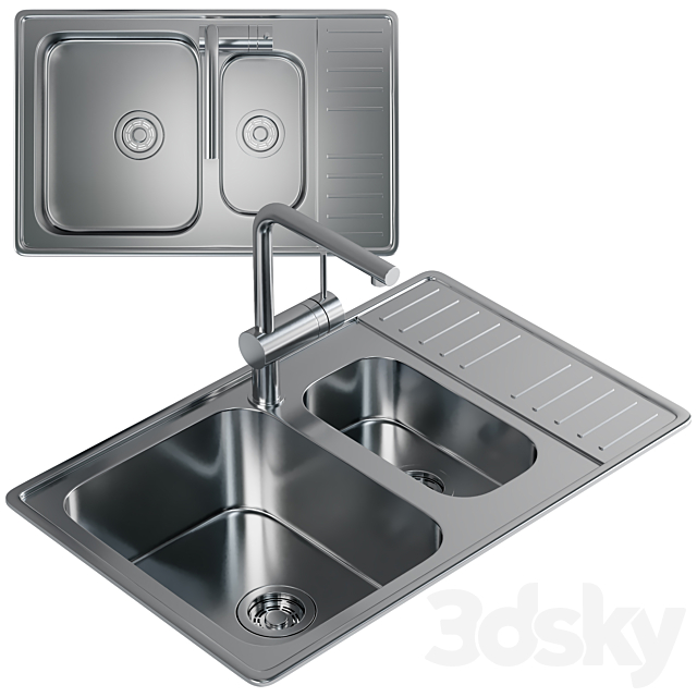 Kitchen sink Omoikiri Sagami 79-2 reversible IN Stainless steel 4993733 3ds Max - thumbnail 1