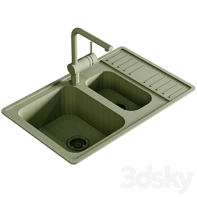 Kitchen sink Omoikiri Sagami 79-2 reversible IN Stainless steel 4993733 3ds Max - thumbnail 2