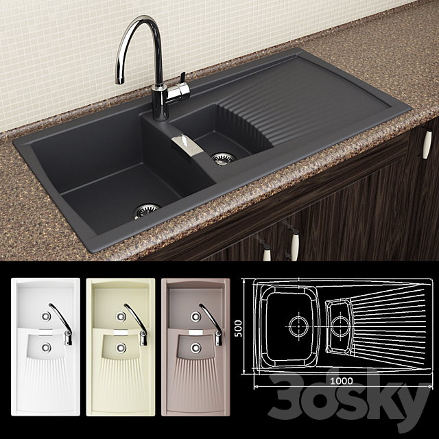 Kitchen_Sink_Reginox_Vienna_15_Faucet_Grohe_Eurosmart_Cosmo 3DSMax File - thumbnail 1