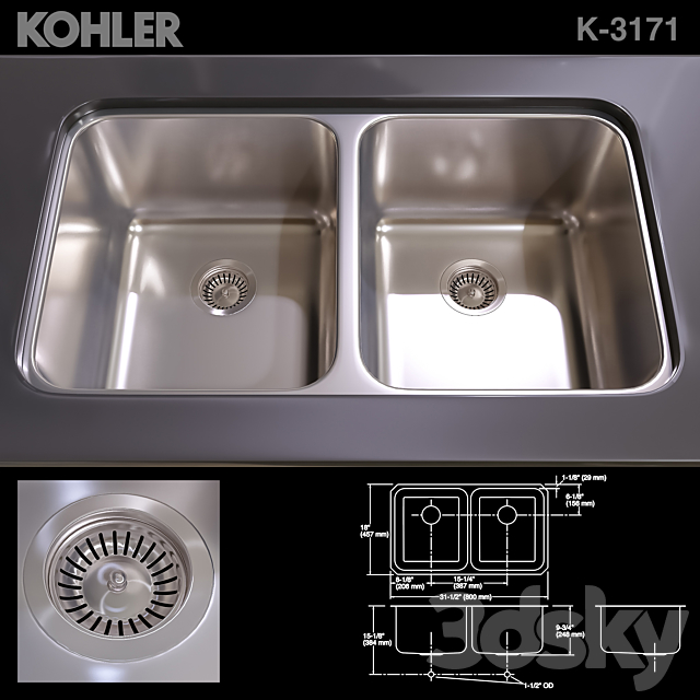 KOHLER K-3171 SINK 3DSMax File - thumbnail 1