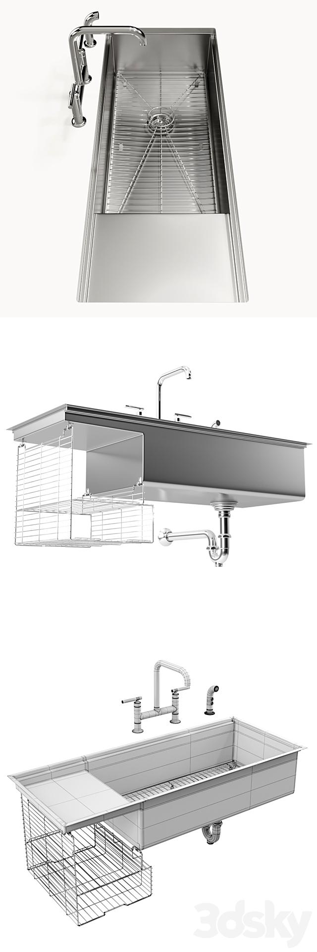 KOHLER Stages 45 “under-mount single-bowl kitchen sink 3ds Max - thumbnail 3