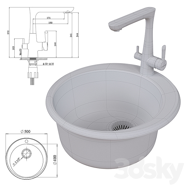 Mixer and sink EWIGSTEIN 3ds Max - thumbnail 2