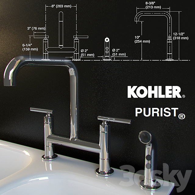 Purist faucet and sink Executive Chef Kohler 3DSMax File - thumbnail 2