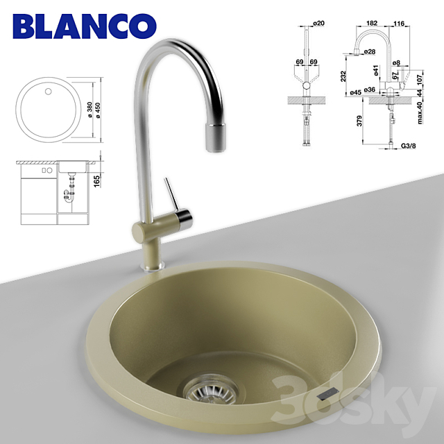 Sink and Faucet BLANCO RONDO BLANCO FILO-S 3DSMax File - thumbnail 1