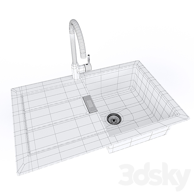 Sink and faucet Franke 3ds Max - thumbnail 3