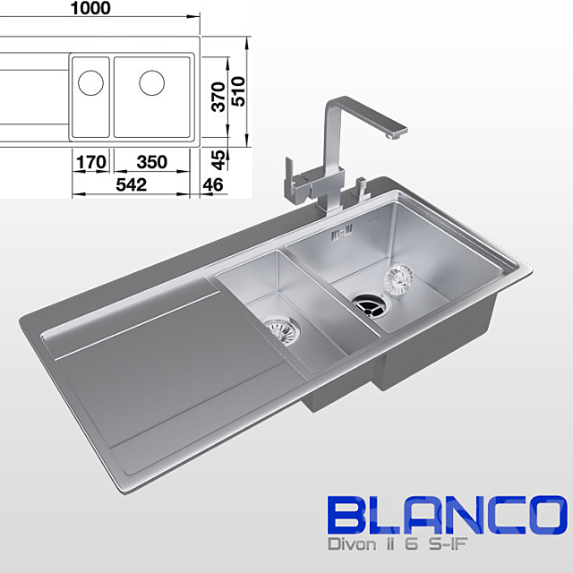 Sink BLANCO + mixer 3ds Max - thumbnail 1